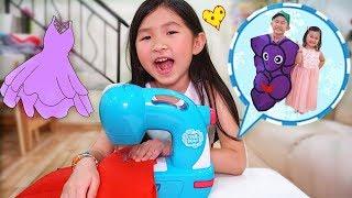 制作公主裙？縫衣機做服裝 過家家遊戲 短劇~Kids Pretend Play Making Princess Dress w Sewing Machine！