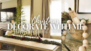 Christmas Decorate With Me 2024 | Kitchen & Dining Room Styling Ideas | Deep red/burgundy Christmas