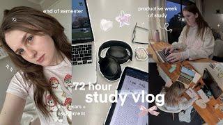 72hr STUDY VLOG | intense study, submitting last assignment, lecture catch up + exam week routine 