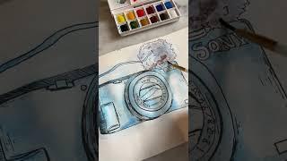 Camera Watercolor painting  #watercolorpainting