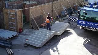 Crane lifts staircase into Five Valleys Medical Centre