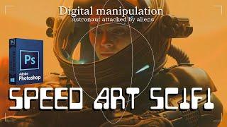 ADVANCED MANIPULATION PHOTOSHOP TUTORIAL - ASTRONAUT ATTACKED BY ALIENS - SPEED ART SCIFI.