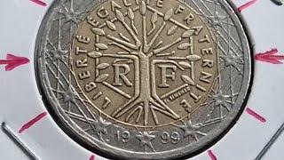 2 euro coin, France  1999. Very Rare Error misprint.