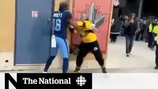 Hamilton Tiger-Cats fans clash with Toronto Argonauts players