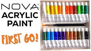 NOVA Acrylic Paint Review // First go with acrylics on canvas, glass and stones!