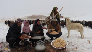 Surviving the Coldest Village with Heavy Snowfall in Afghanistan -63°C|Shepherd Mother Cook Head Cow