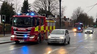 South Wales Fire & Rescue Pontypridd Fire Engines Responding in Convoy