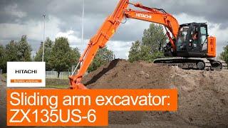 Hitachi ZX135US-6 sliding arm excavator [WALK-AROUND]