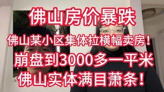 佛山房价暴跌，佛山某小区集体拉横幅卖房！崩盘到3000多一平米，佛山人口流失严重，在佛山都快混不下去了！曾经最旺的街，现在都没有人了！佛山实体满目萧条！佛山多家家具工厂倒闭了！