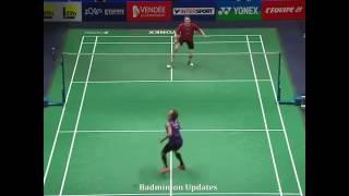 Viktor Axelsen's powerful backhand smash against germany's Zwebler