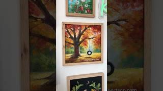 Here's a tutorial on how to paint an Autumn Tree with a swing. #acrylicpainting #paintingtutorial