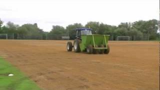 Football pitch maintanance - how to do sand spreading.