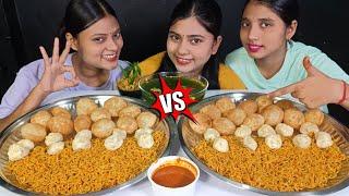 Biggest Thali Spicy Maggi Spicy Pani Puri Eating Challenge | Asmr Spicy Maggi With Momos Eating