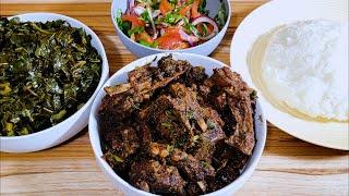 GOAT DRY FRY WITH COLLARD GREENS AND UGALI  | MBUZI DRY FRY ,UGALI ,SUKUMA WIKI NA KACHUMBARI | Cook