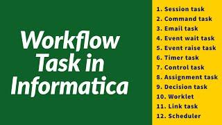 Workflow Task in Informatica | Command task | Email task | Scheduler in Informatica | Tutorial