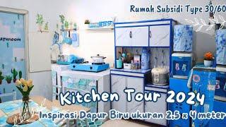 KITCHEN TOUR 2024 | INSPIRASI DAPUR BIRU PUTIH UKURAN 2,5 X 4 METER | DAPUR MINIMALIS RUMAH SUBSIDI