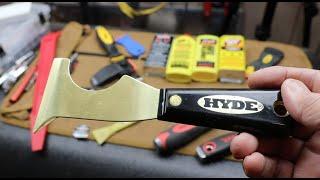 Cut your fire risk! Use the Hyde Brass 5-in-1 Painters Scraper when using flammable solvents.