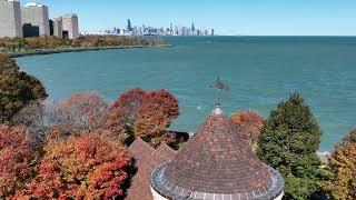 Promontory Point, Hyde Park, Chicago - Autumn Color - Drone Flight