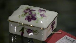 Antique Violets Trinket Box porcelain