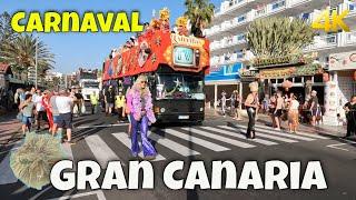 Gran Canaria - Carnaval - Playa Del Ingles  4K Walking Tour