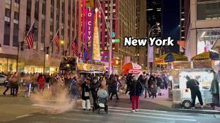 Saturday Action In New York Night Walking Tour 4k