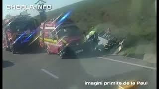 Accident Jucu masina rasturnata in sant (Cluj) 18 10 2024