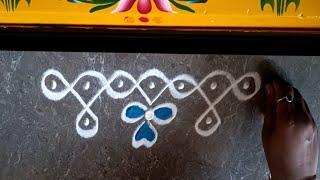 Easy border rangoli designs | Simple side border muggulu | Daily rangoli | Friday kolam | Door kolam