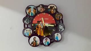 Wood Clock Collage  with night glow number