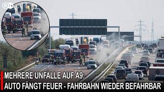 MEHRERE UNFÄLLE AUF A9: AUTO FÄNGT FEUER - FAHRBAHN WIEDER BEFAHRBAR #germany | SH News German