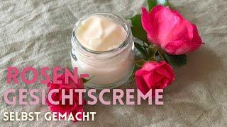 Natürliche Rosen-Gesichtscreme mit Rosenwasser und Rosenöl selbst gemacht | Tagescreme & Nachtcreme
