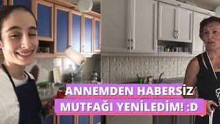 ANNEMDEN GİZLİ MUTFAĞI YENİLEDİM! MAHVOLDUM :D Mutfak Dolabı Boyama