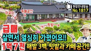 (급매) 살면서 열심히 가꿨어요!! 넓은 텃밭 있는 한옥 전원주택 매매 급매물 해발 3백미터 탁트인 전망과 맑은 공기 개인 카페 공간까지 있는 장흥부동산 - 발품부동산TV