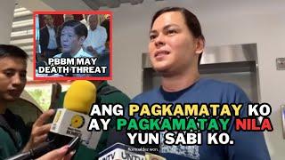 HINDI KO IPAPATAY SI BONG BONG MARCOS VICE PRESIDENT SARAH NAGSALITA NA, TUNGKOL SA DEATH THREAT