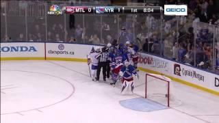 Henrik Lundqvist pad save on Brian Gionta