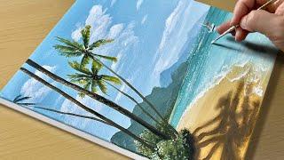 Easy Way to Paint a Paradise Beach / Acrylic Painting for Beginners