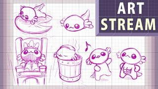 Drawing our new axolotl plush friend, Absolotl - Drawing Stream