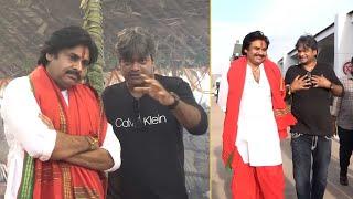 Director Harish Shankar With Pawan Kalyan @ Janasena Party Office In Mangalagiri | Varahi Yatra