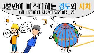 3분만에 마스터하는 경도에 따른 시차 (왜 나라마다 시간이 달라여?)