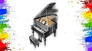 How to draw a piano step by step