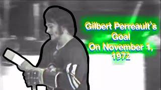 Buffalo Sabres hall of famer Gilbert Perreault scores a goal during a game on November 1, 1972