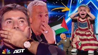 فتاه تصرخ باكيه موطني غزة | لدرجة أنها أبكت لجنة التحكيم والجمهور America's Got Talent