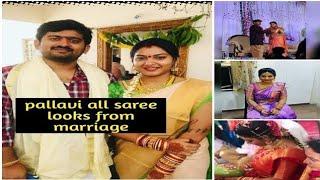 Pallavi marriage all functions saree looks