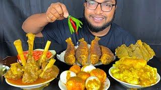 EATING SPICY ASMR MUTTON CURRY, MUTTON LUNGS, FATTY OIL, EGG CURRY AND FISH FRY WITH RICE, EATS