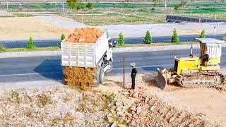 Fantastic First start Landfill next Ring Road processing Dump Truck Dumping & Dozer Pushing SoilRock