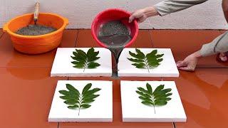 How To Make A Unique Cement Plant Pot From Styrofoam And Leaves - Craft Ideas For Garden Decoration