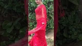 Myntra saree || beautiful red net saree #shortsvideo