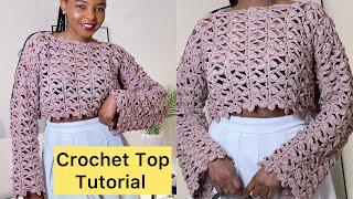 EASY Crochet Floral Top Tutorial - 2 Row Repeat #crochettop #tutorial #accrochets