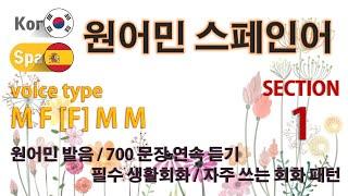 스페인어 회화 / Type M F [F] M M [Section 1] 원어민 발음 / 짧고 쉬운 700문장 연속 듣기