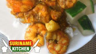 Surinaamse Gambas (Garnalen) In Masala | Surinamese Gambas (Shrimps) Curry Powder | Suriname Kitchen