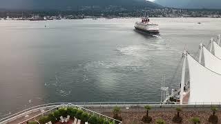 Disney Cruise docking out from Canada Place - Vancouver BC harbor